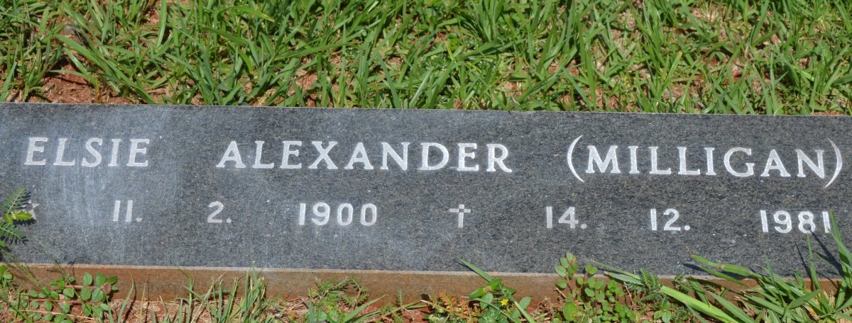 ALEXANDER Elsie nee MILLIGAN 1900-1981