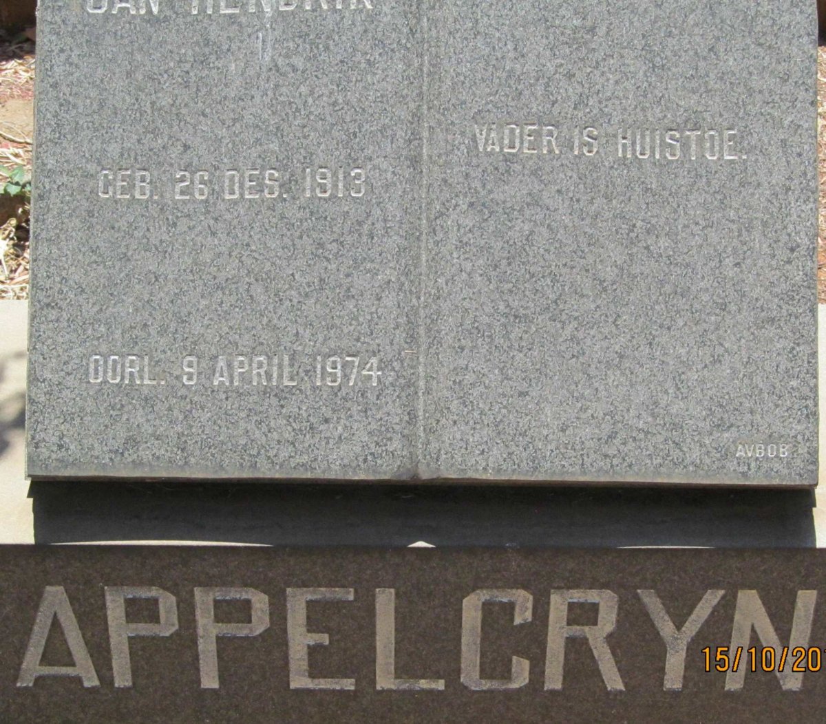 APPELGRYN Jan Hendrik 1913-1974