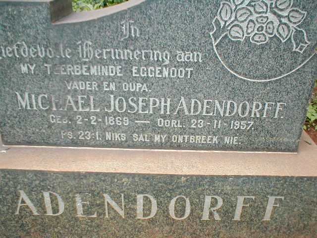 ADENDORFF Michael Joseph 1869-1957