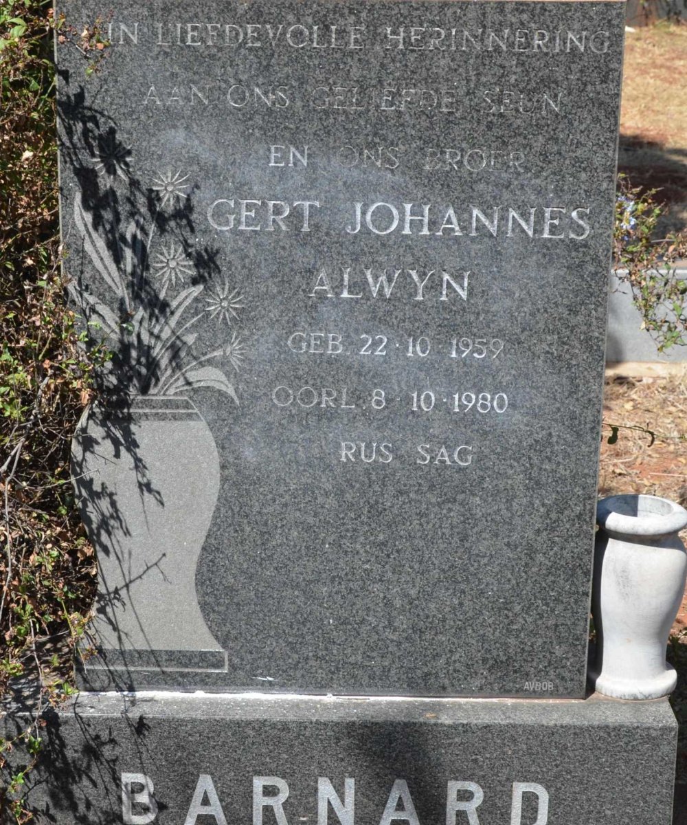 BARNARD Gert Johannes Alwyn 1959-1980