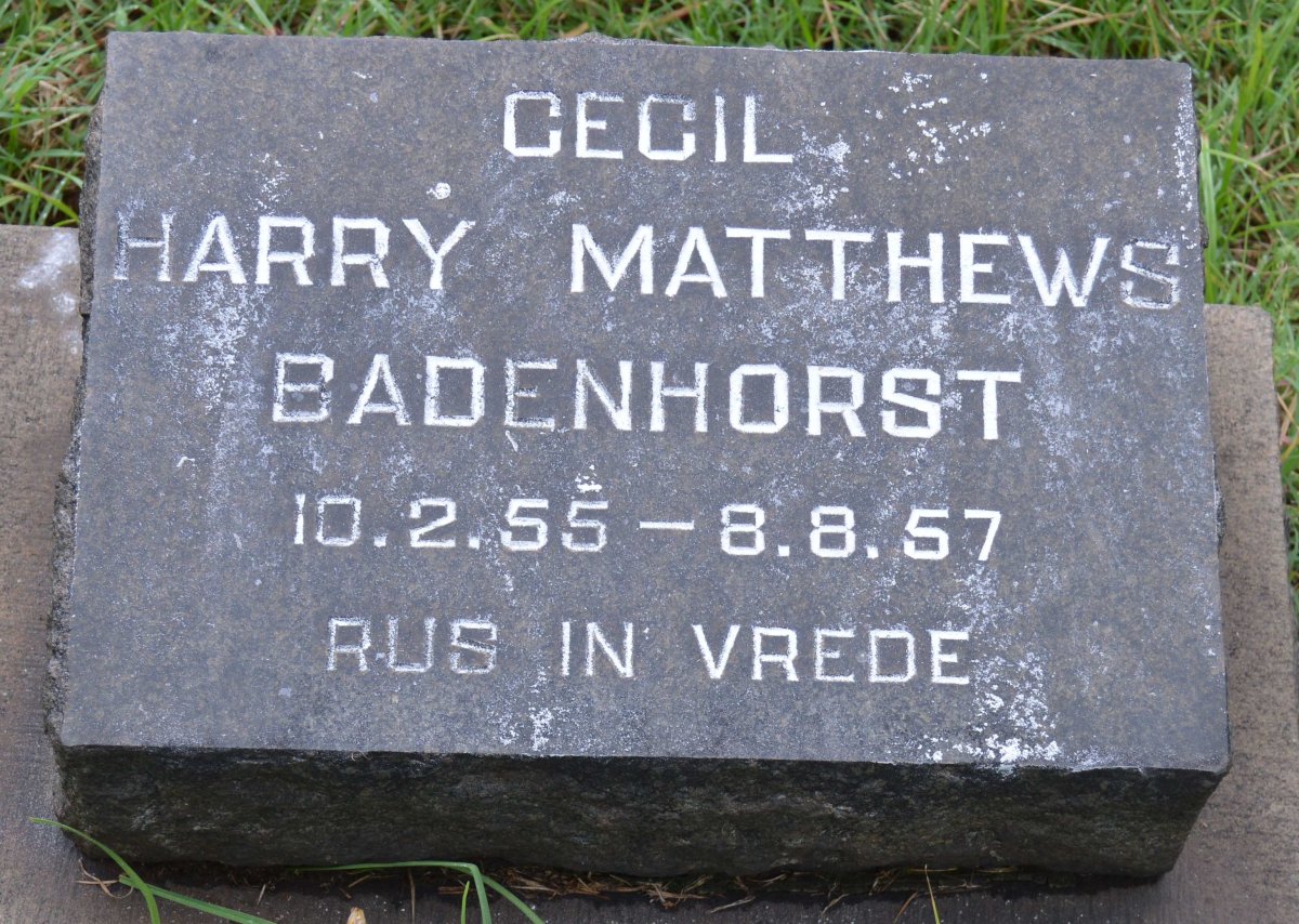 BADENHORST Cecil Harry Matthews 1955-1957