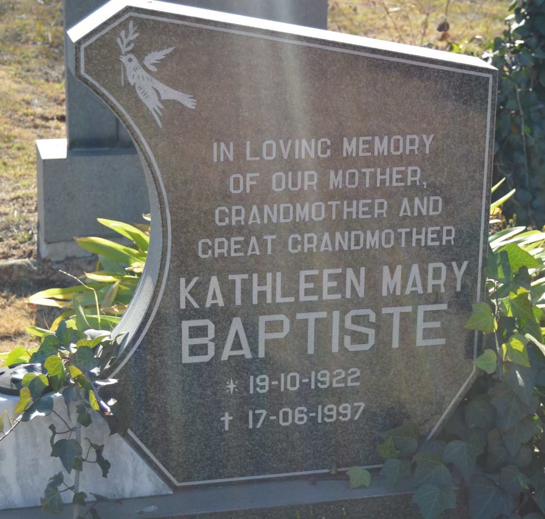 BAPTISTE Kathleen Mary 1922-1997