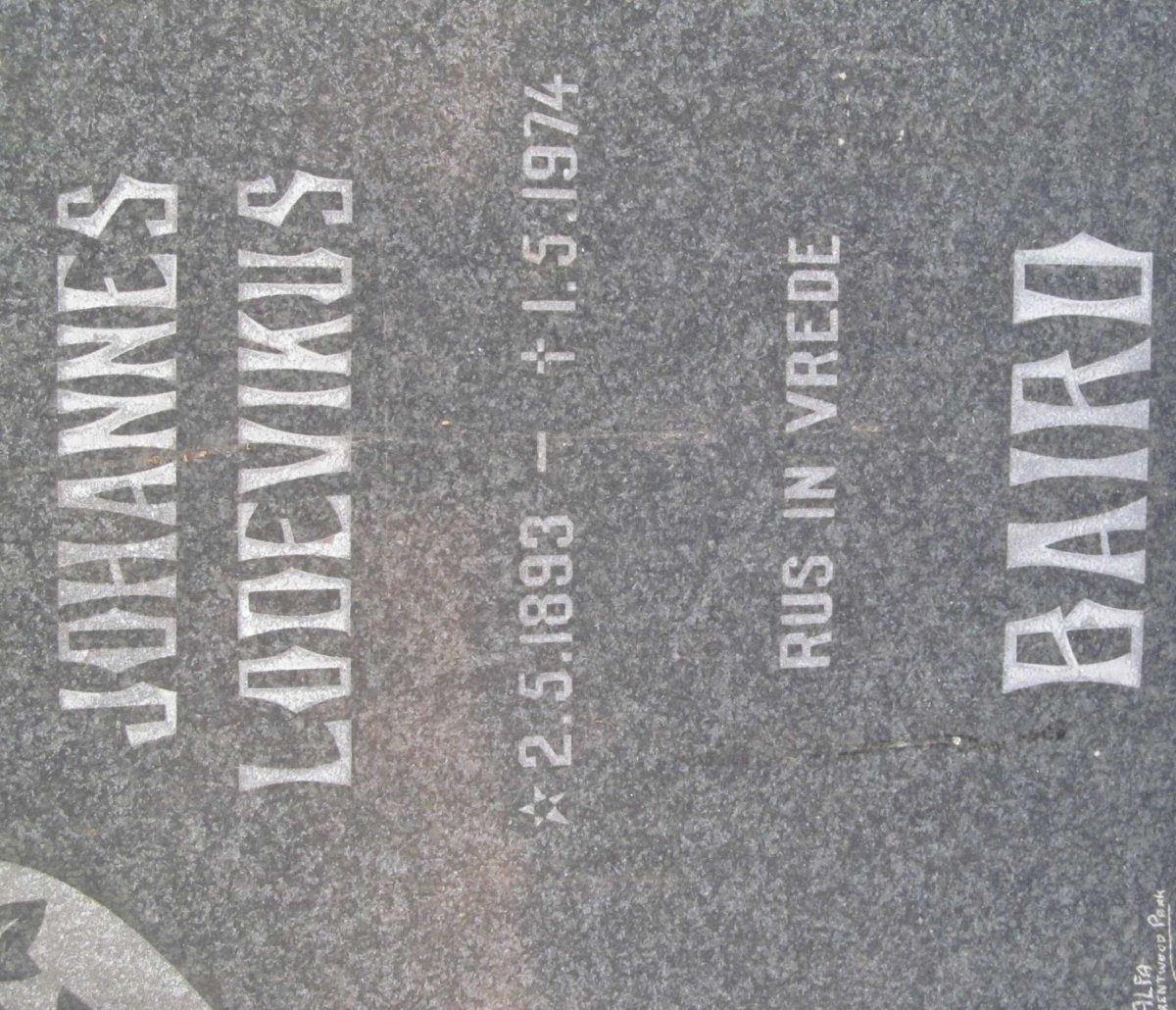 BAIRD Johannes Lodevikus 1893-1974