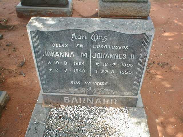 BARNARD Johannes H. 1895-1955 &amp; Johanna M. 1904-1940