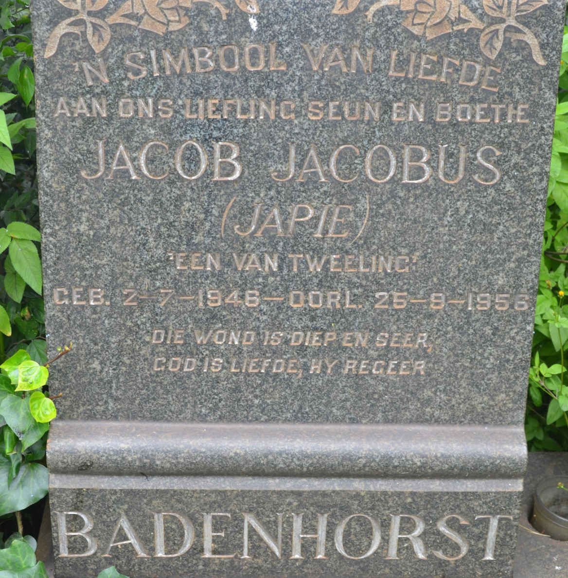 BADENHORST Jacob Jacobus 1946-1956