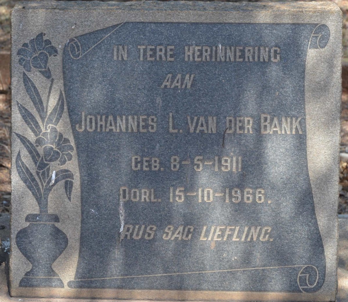 BANK Johannes L., van der 1911-1966