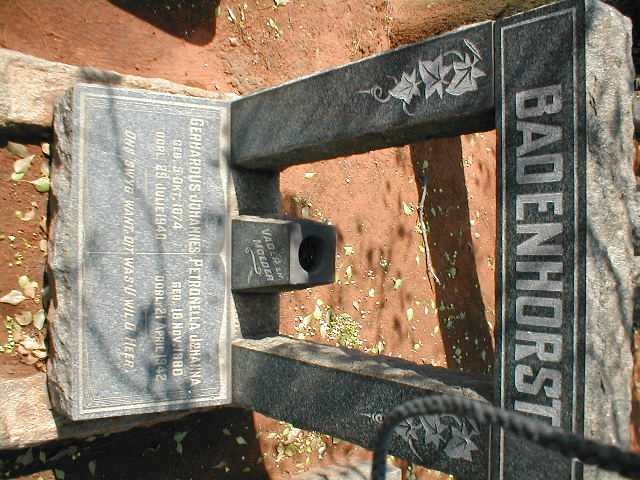BADENHORST Gerhardus Johannes 1874-1940 &amp; Petronella Johanna 1880-1942