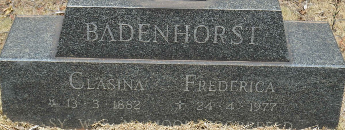 BADENHORST Clasina Frederica 1882-1977