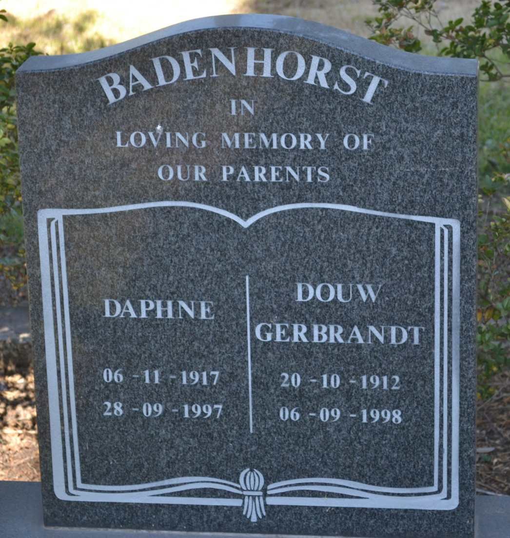 BADENHORST Douw Gerbrandt 1912-1998 &amp; Daphne 1917-1997