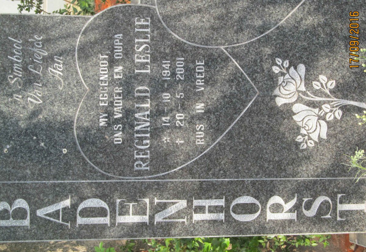 BADENHORST Reginald Leslie 1941-2001