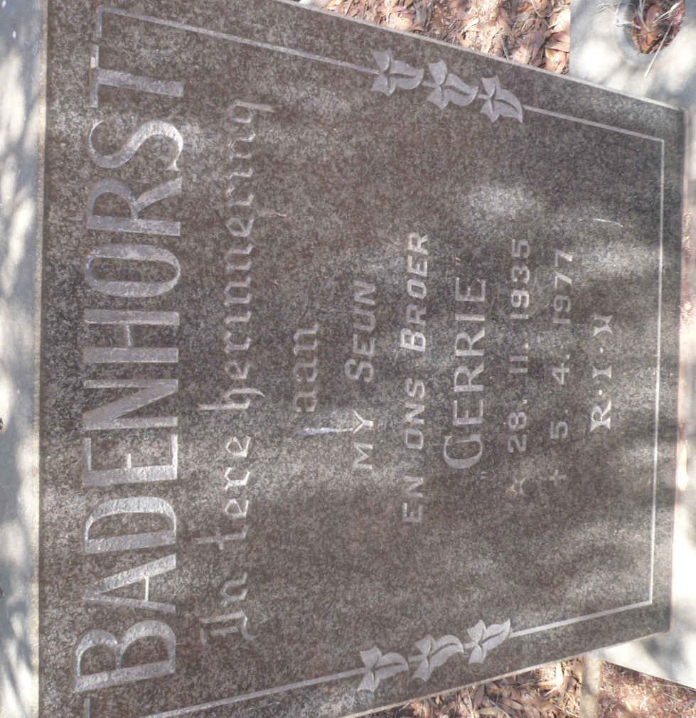 BADENHORST Gerrie 1935-1977