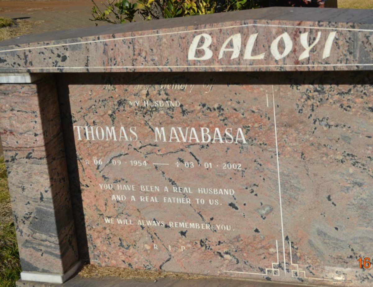 BALOYI Thomas Mavabasa 1954-2002