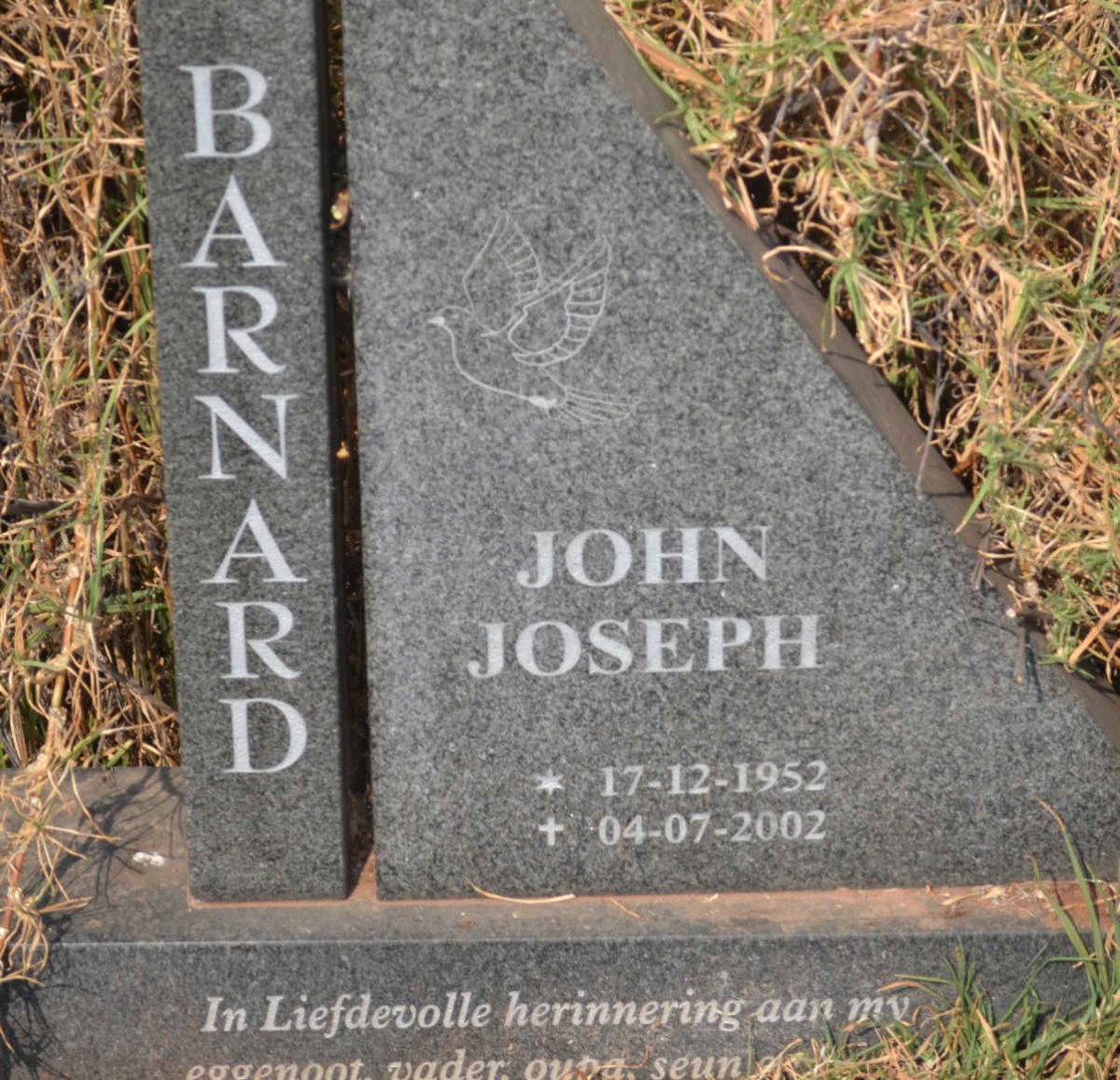 BARNARD John Joseph 1952-2002