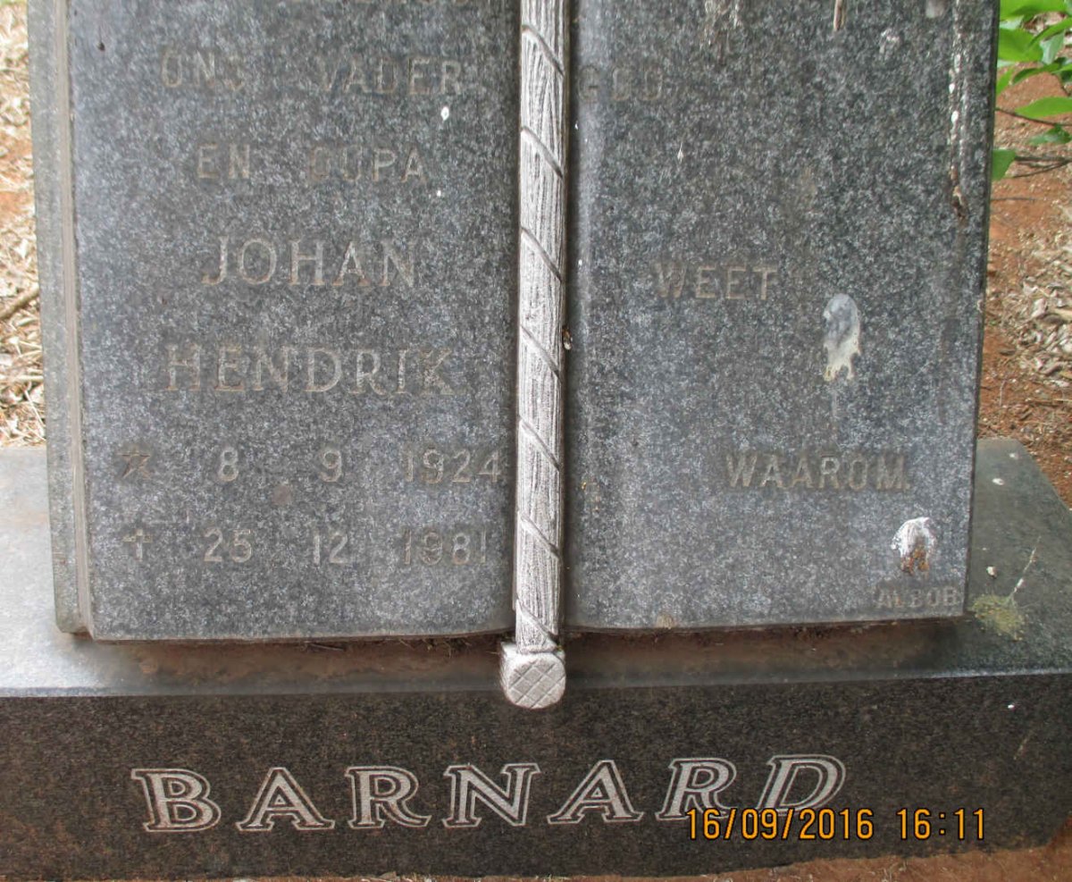 BARNARD Johan Hendrik 1924-1981