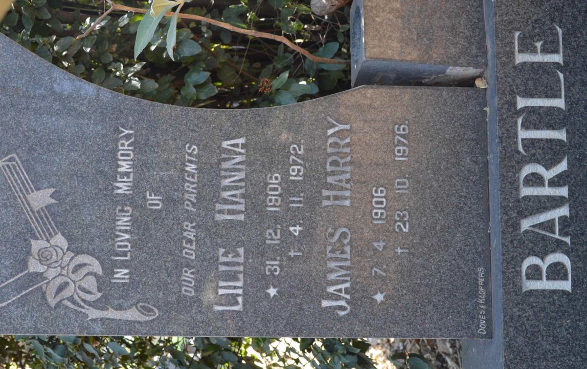 BARTLE James Harry 1906-1976 &amp; Lilie Hanna 1906-1972