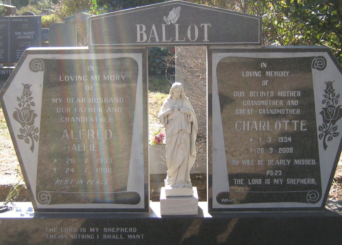 BALLOT Alfred 1933-1996 &amp; Charlotte 1934-2008