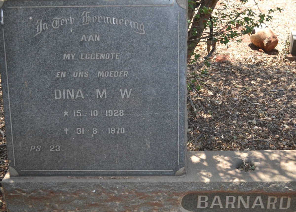 BARNARD Dina M.W. 1928-1970