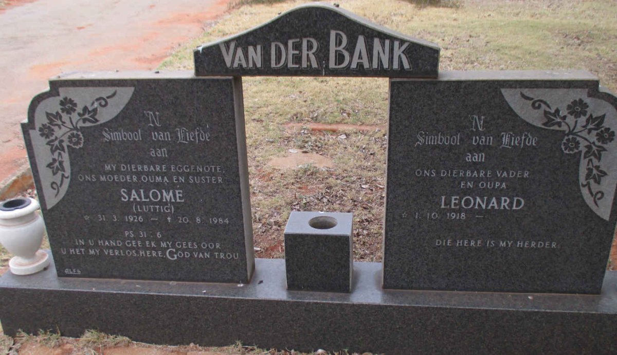 BANK Leonard, van der 1918- &amp; Salomé LUTTIG 1926-1984