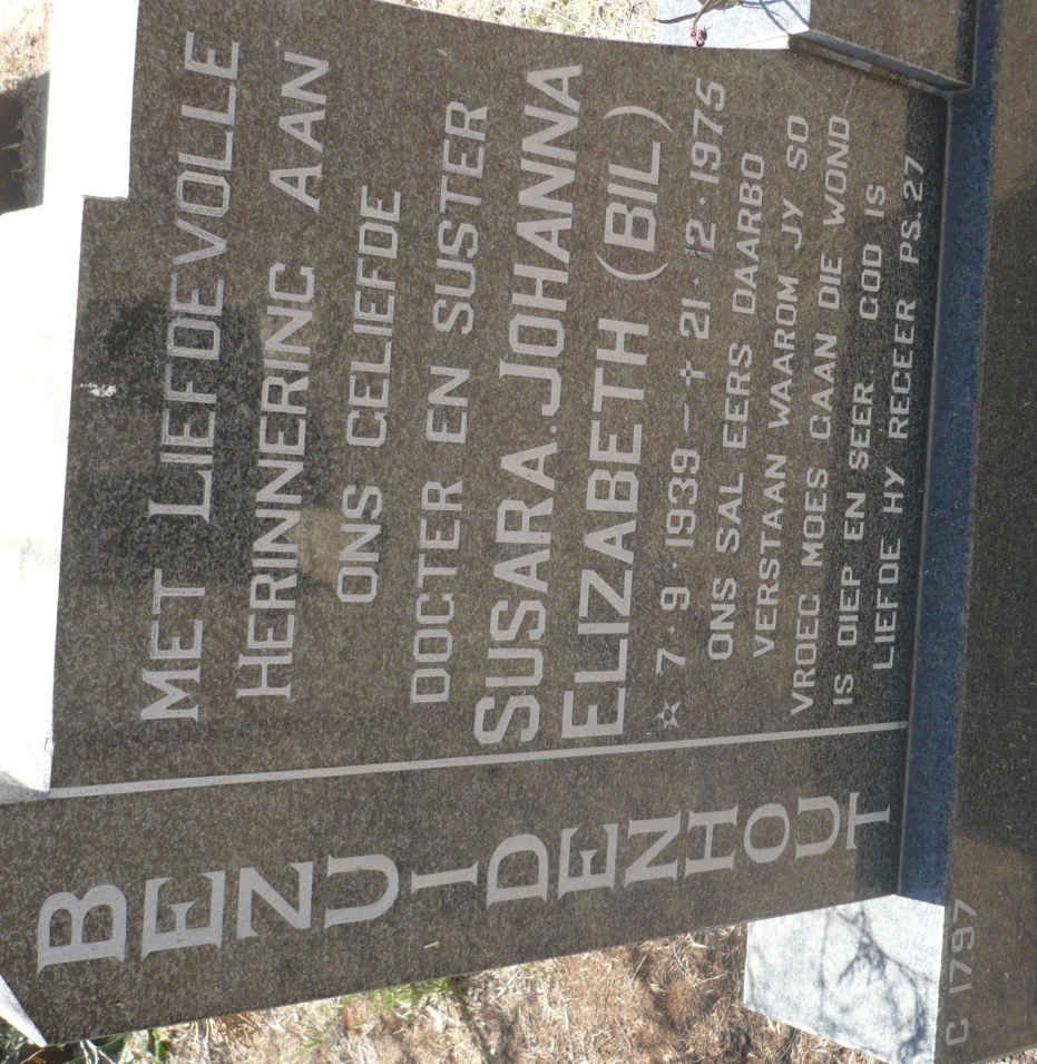 BEZUIDENHOUT Susara Johanna Elizabeth 1939-1975
