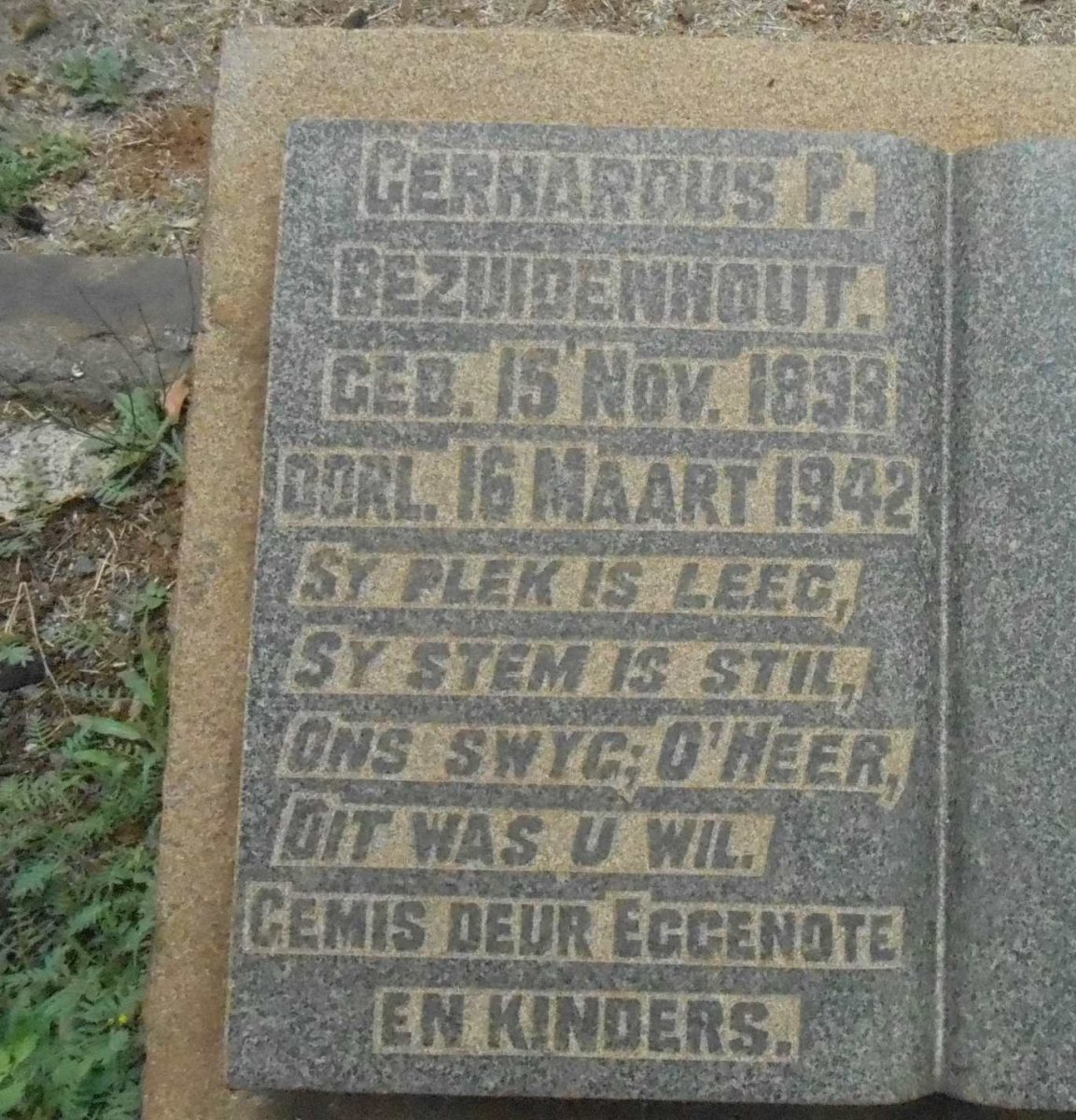BEZUIDENHOUT Gerhardus P. 1898-1942