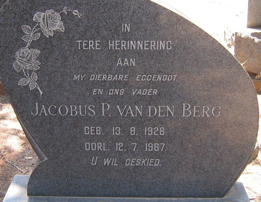 BERG Jacobus P., van den 1928-1967