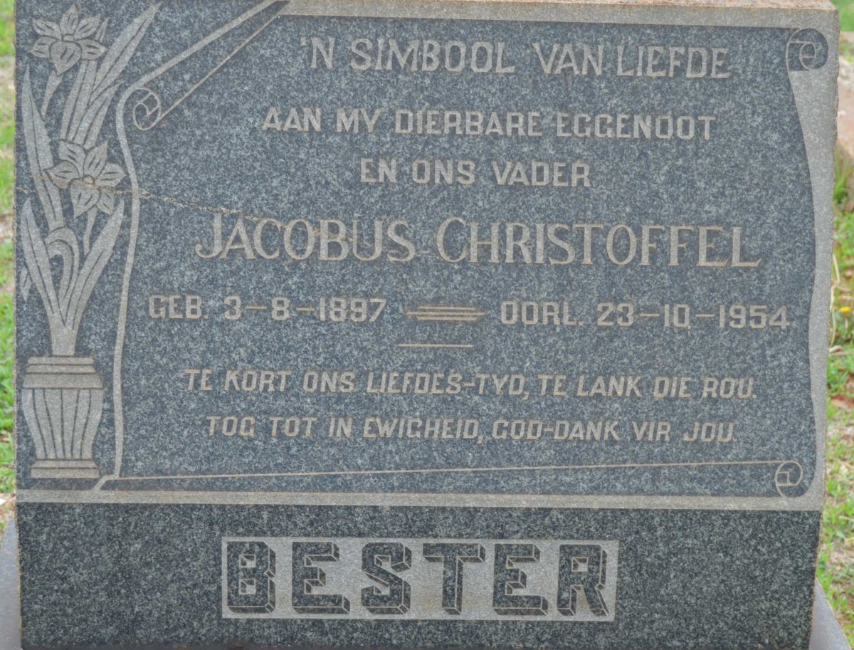 BESTER Jacobus Christoffel 1897-1954