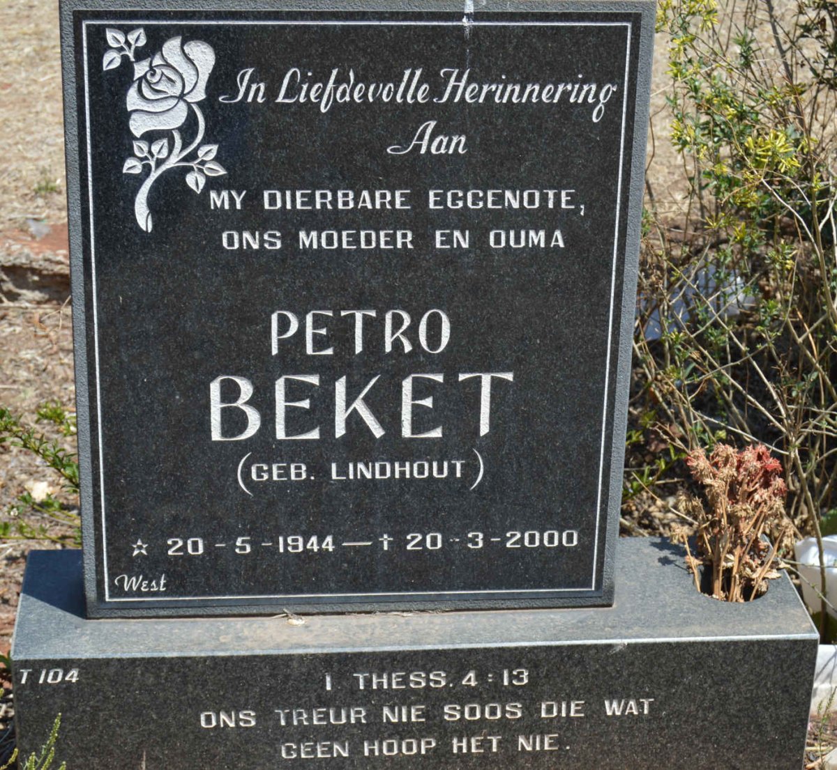 BEKET Petro nee LINDHOUT 1944-2000