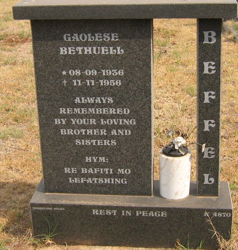 BEFFEL Gaolese Bethuell 1936-1956