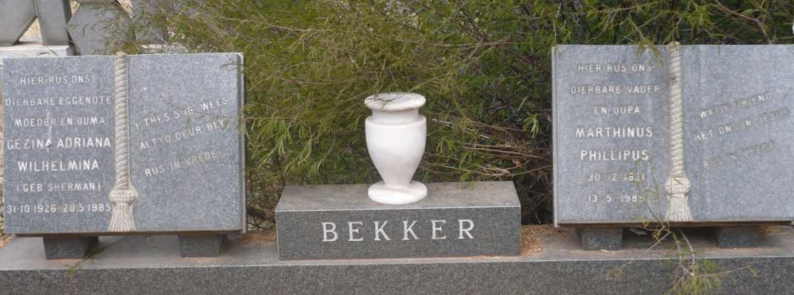 BEKKER Marthinus Phillipus 1921-1986 &amp; Gezina Adriana Wilhelmina SHERMAN 1926-1985
