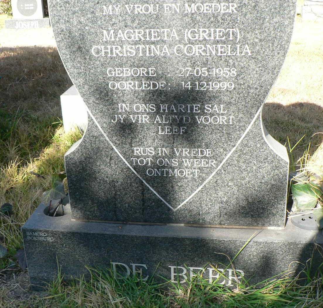BEER Magrieta Christina Cornelia, de 1958-1999
