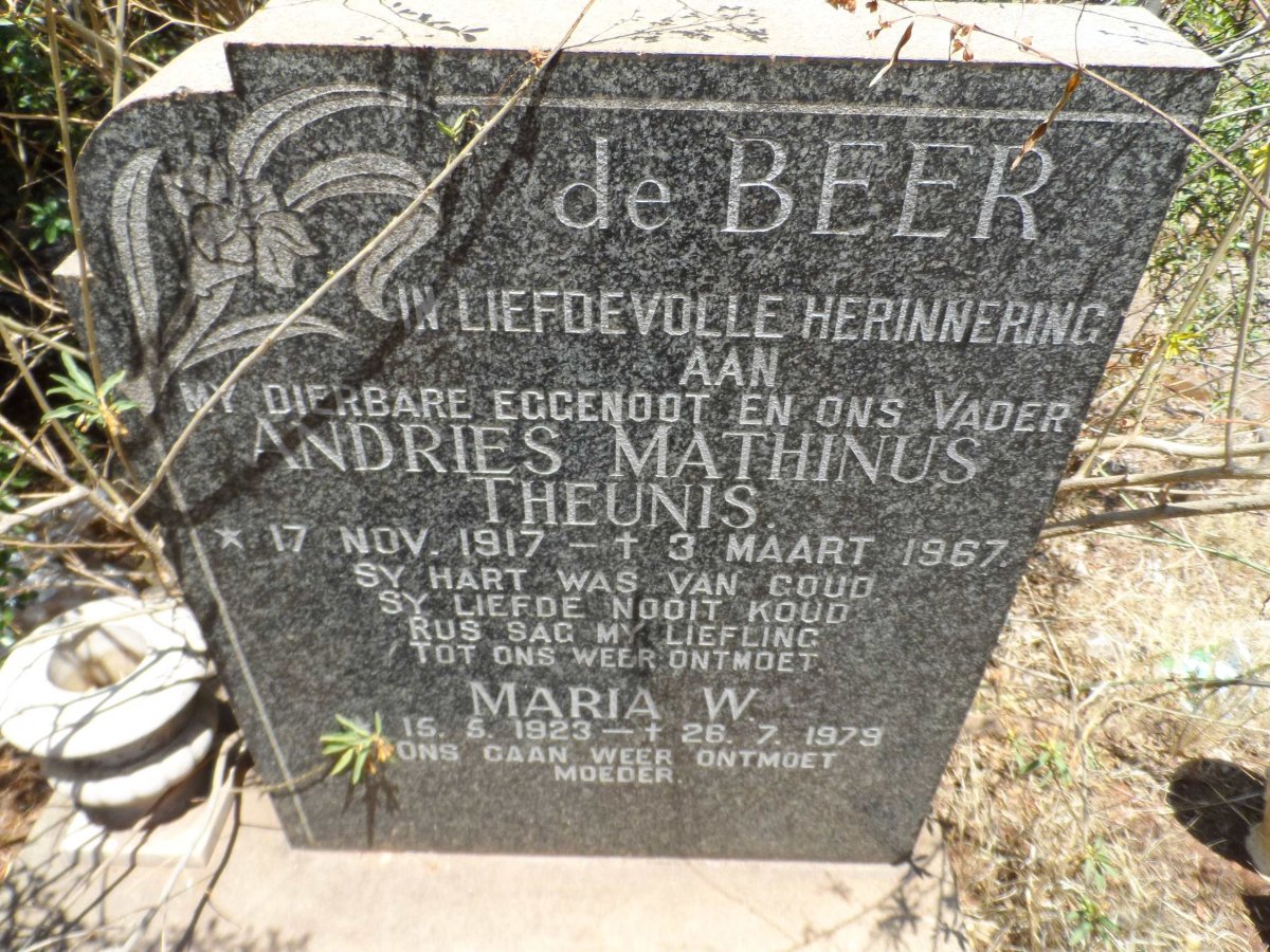 BEER Andries Mathinus Theunis, de 1917-1967 &amp; Maria W. 1923-1979