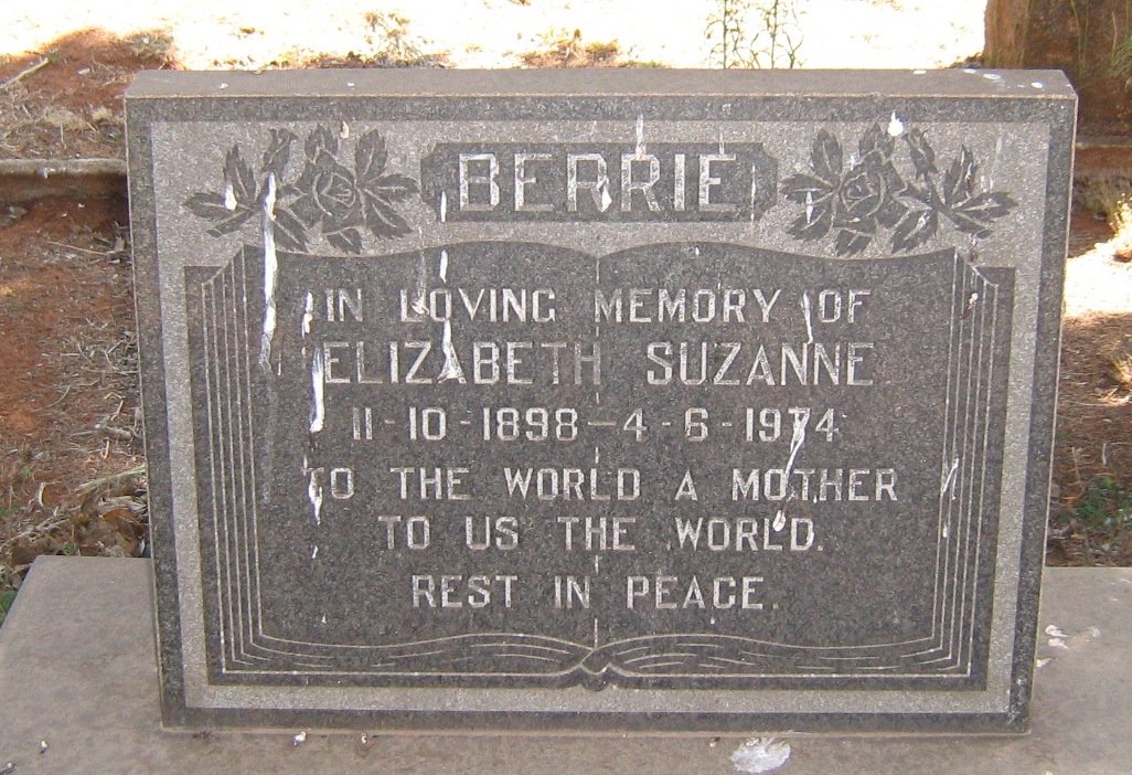 BERRIE Elizabeth Suzanne 1889-1974