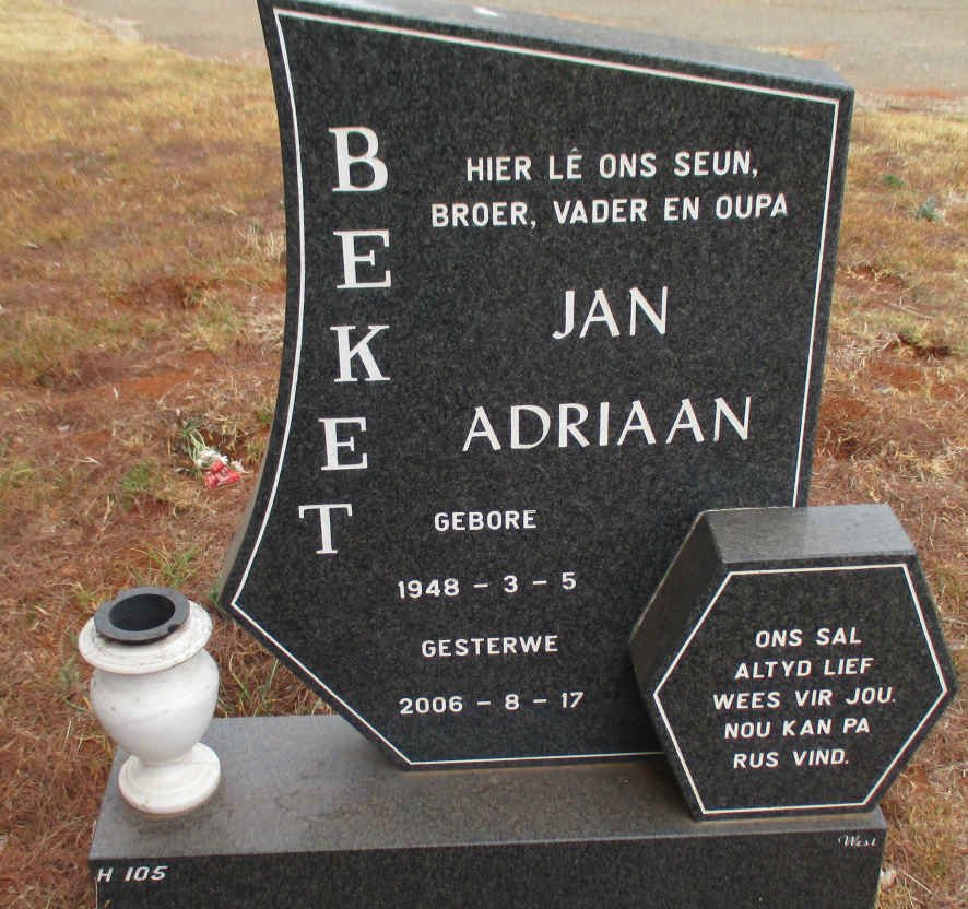 BEKET Jan Adriaan 1948-2006