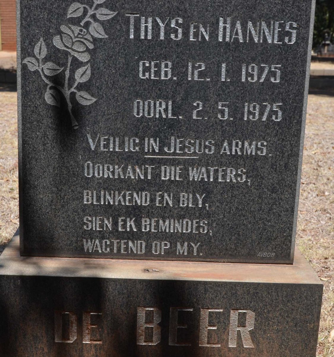 BEER Thys, de 1975-1975 :: DE BEER Hannes 1975-1975