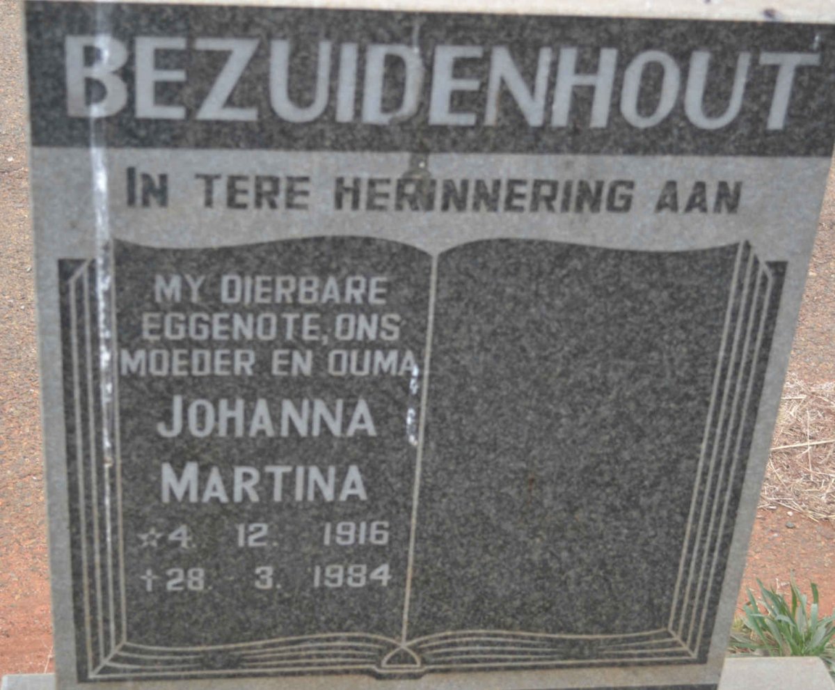 BEZUIDENHOUT Johanna Martina 1916-1984