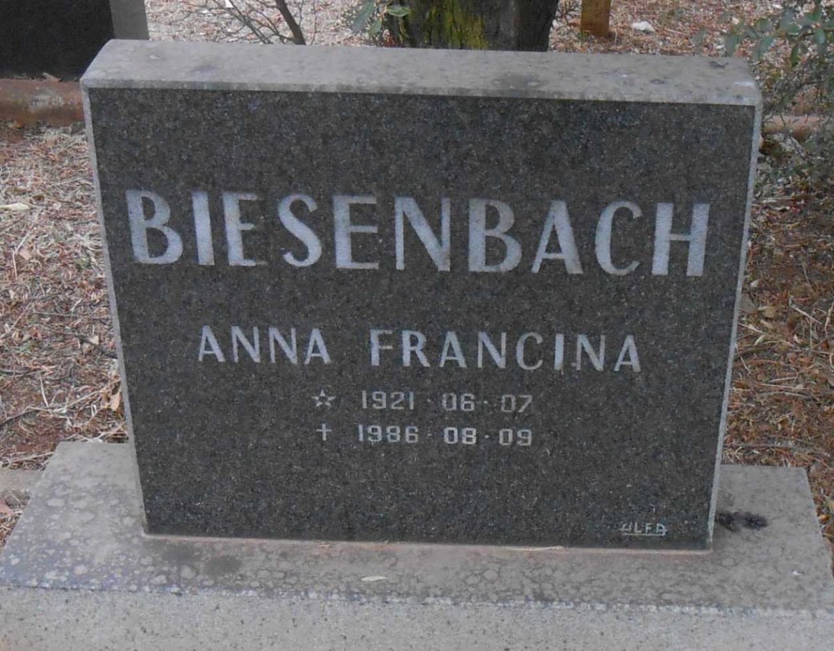 BIESENBACH Anna Francina 1921-1986