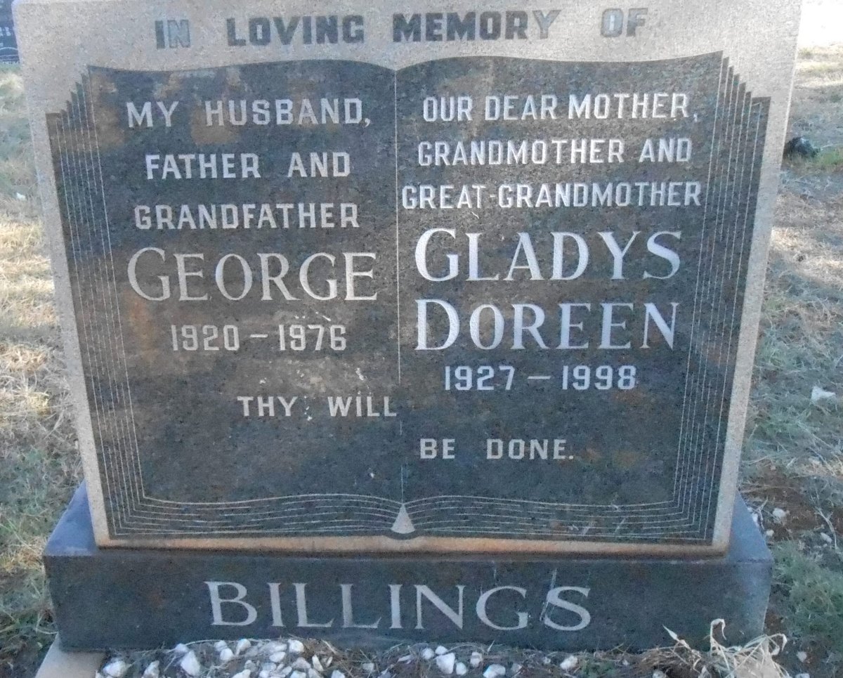 BILLINGS George 1920-1976 &amp; Gladys Doreen 1927-1998