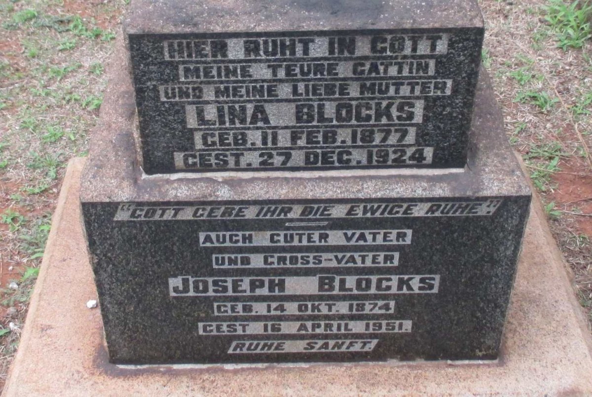 BLOCKS Joseph 1874-1951 &amp; Lina 1877-1924