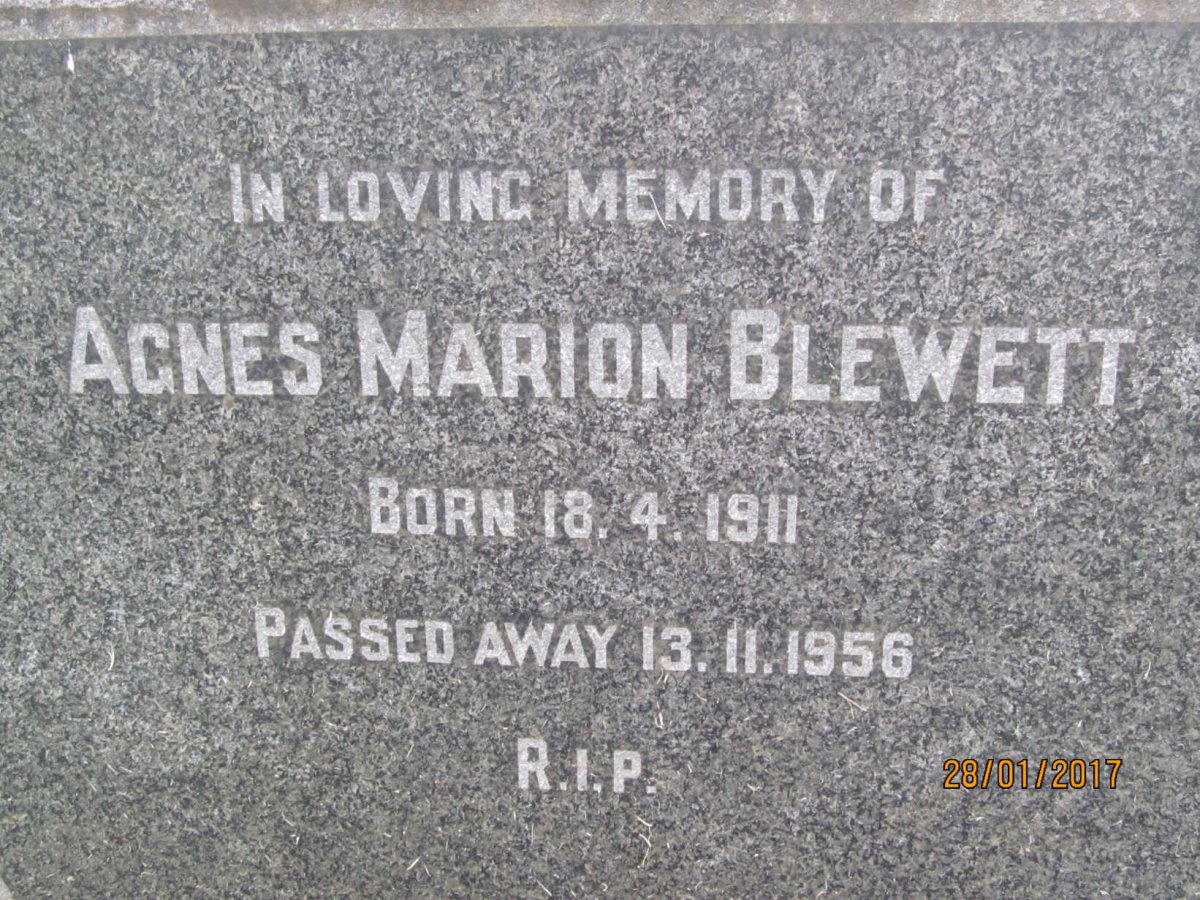 BLEWETT Agnes Marion 1911-1956