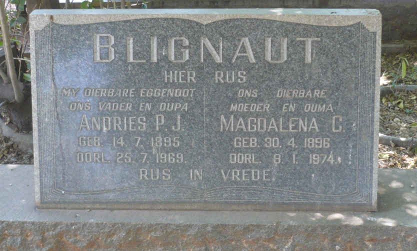 BLIGNAUT Andries P.J. 1895-1969 &amp; Magdalena C. 1896-1974