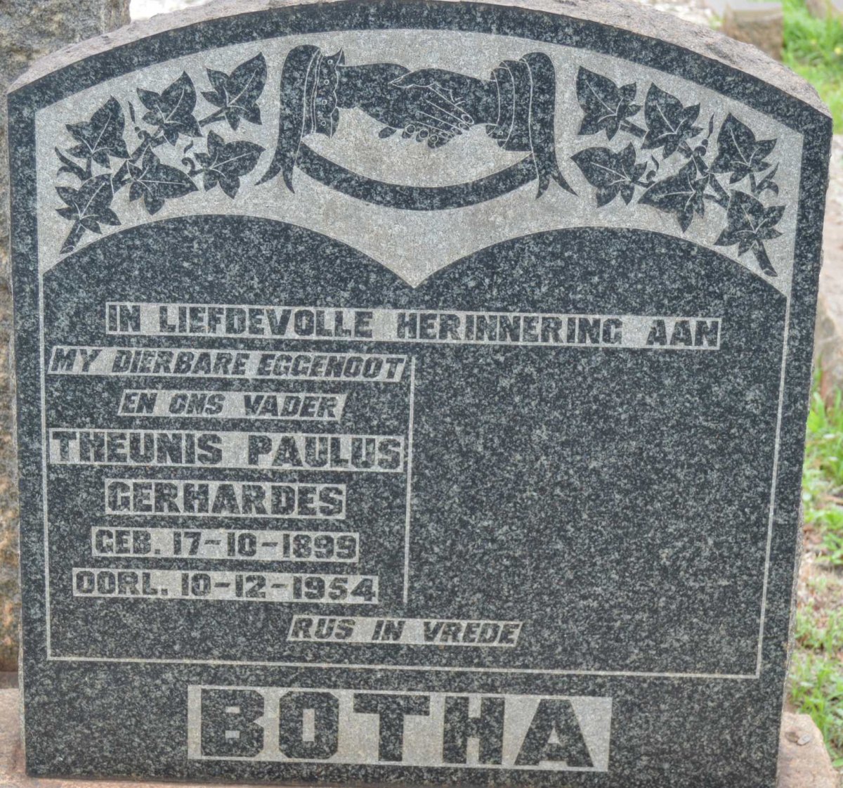 BOTHA Theunis Paulus Gerhardes 1899-1954