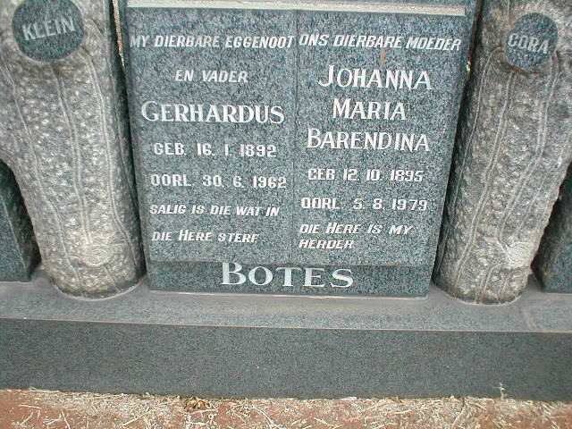 BOTES Gerhardus 1892-1962 &amp; Johanna Maria Barendina 1895-1979