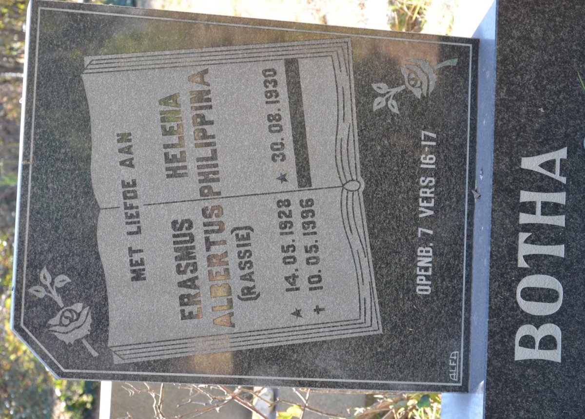 BOTHA Erasmus Albertus 1928-1996 &amp; Helena Philippina 1930-