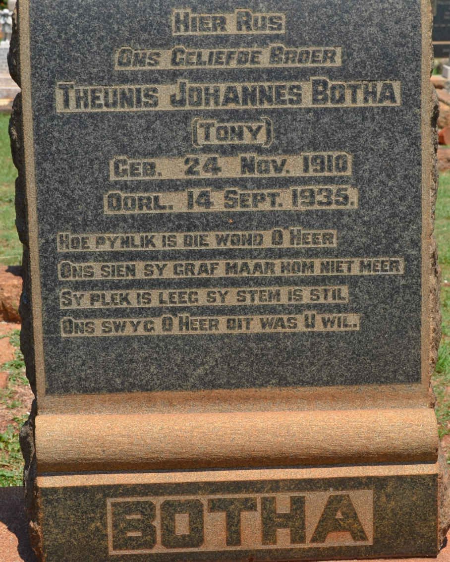 BOTHA Theunis Johannes 1910-1935