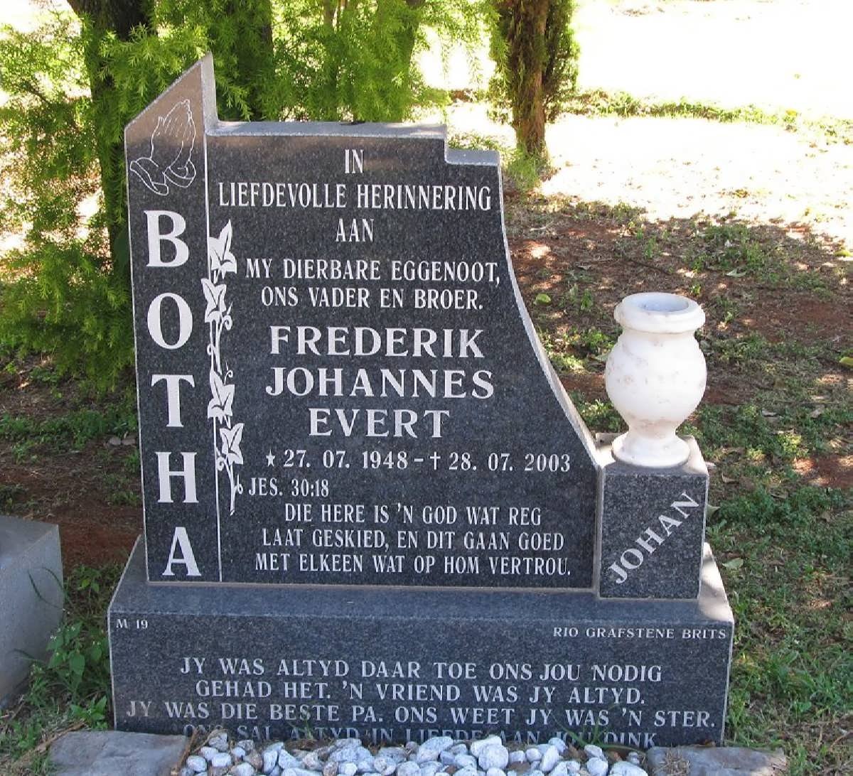 BOTHA Frederik Johannes Evert 1948-2003