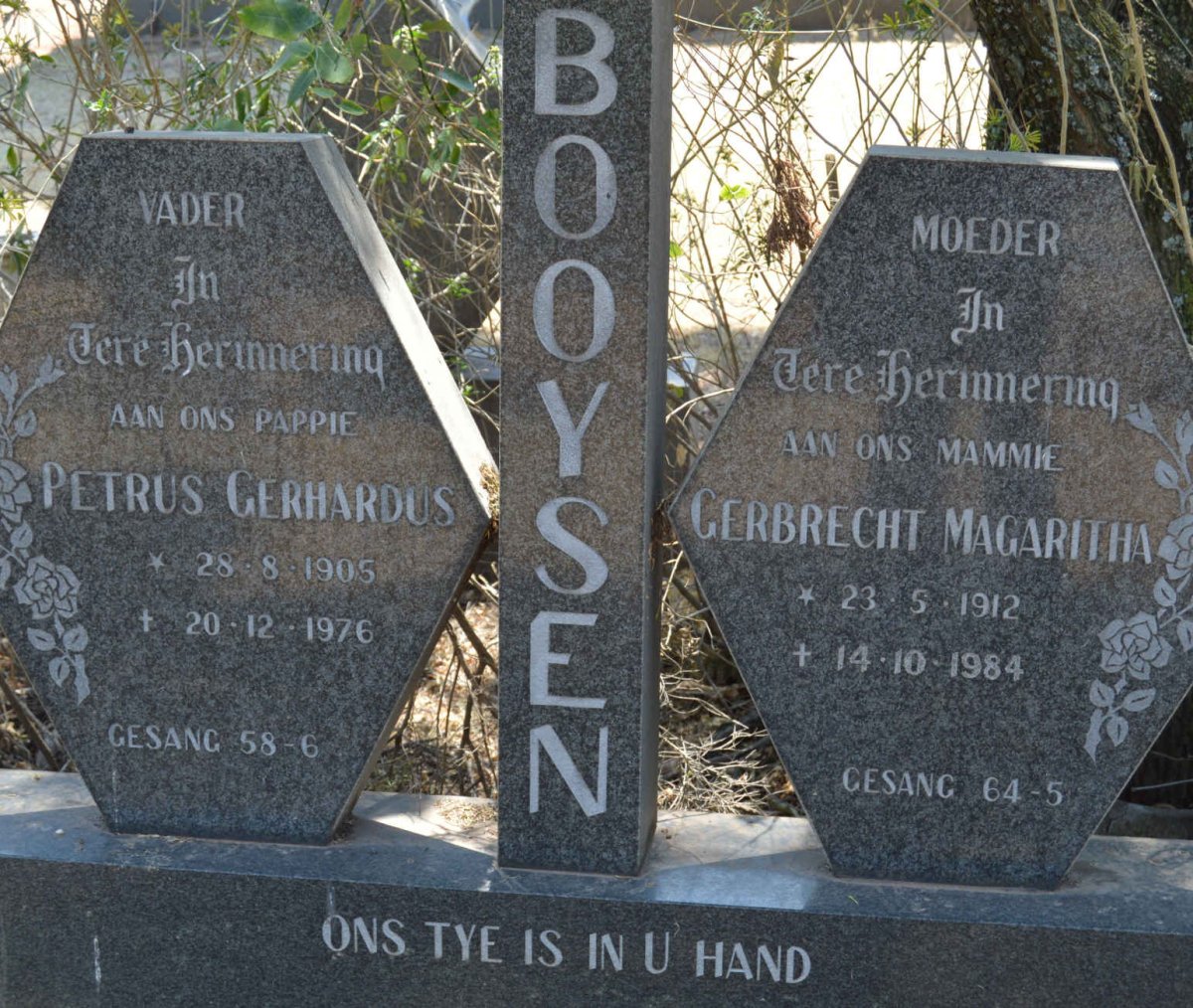 BOOYSEN Petrus Gerhardus 1905-1976 &amp; Gerbrecht Magaritha 1912-1984