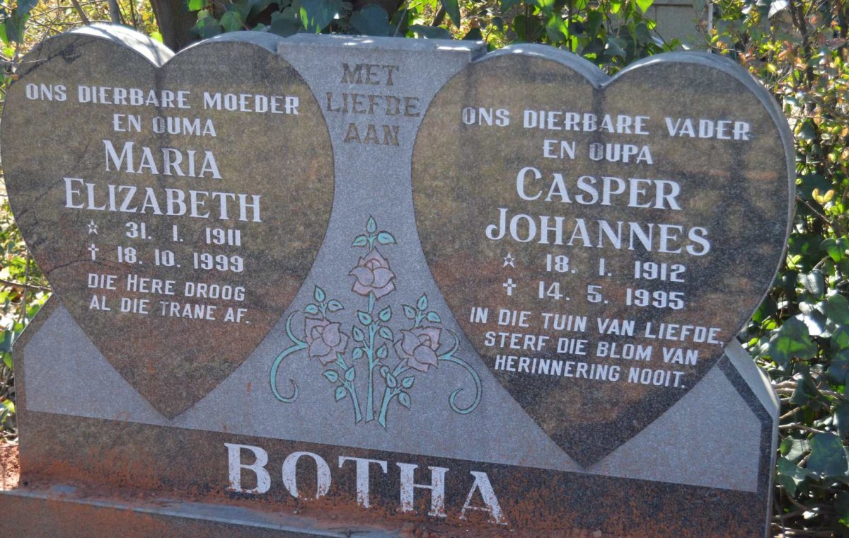 BOTHA Casper Johannes 1912-1995 &amp; Maria Elizabeth 1911-1999