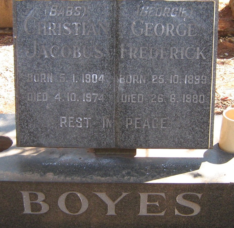 BOYES George Frederick 1899-1980 &amp; Christian Jacobus 1904-1974