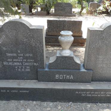 BOTHA Jan Lucas 1901-1964 &amp; Wilhelmina Christina 1911-1985 