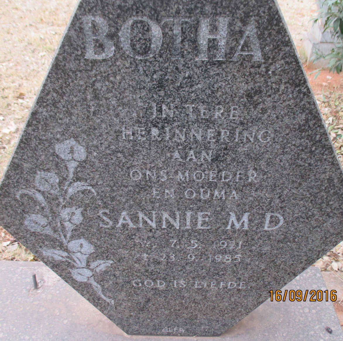BOTHA Sannie M.D. 1921-1985